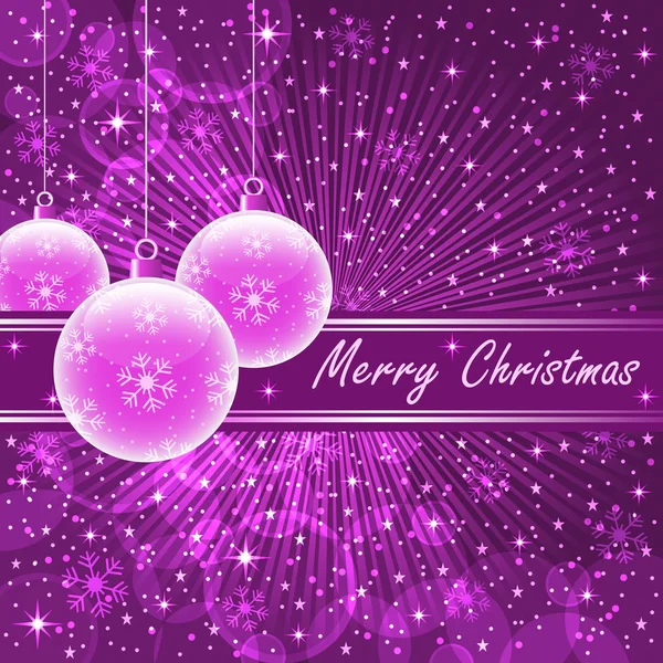 Boules de Noël roses sur violet — Image vectorielle
