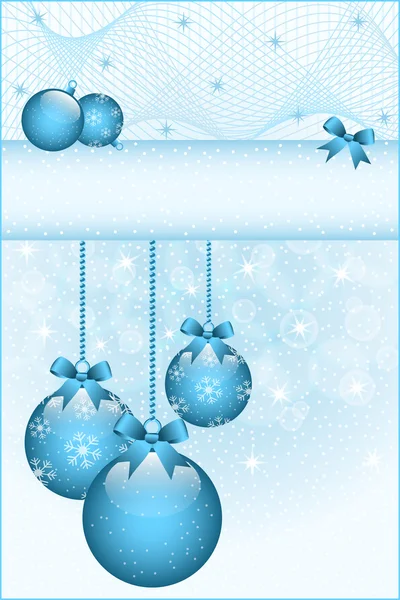 Сині різдвяні кульки і луки — стоковий вектор
