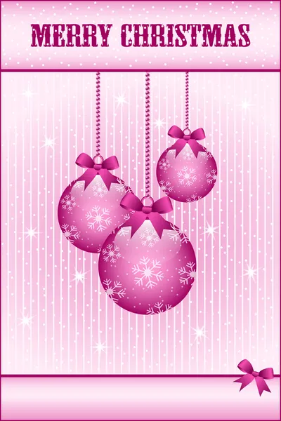 玫瑰粉红色的圣诞球和蝴蝶结 — 图库矢量图片