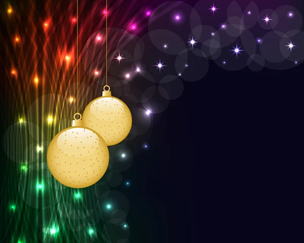 Karácsonyi labdák és neon lámpák — Stock Vector