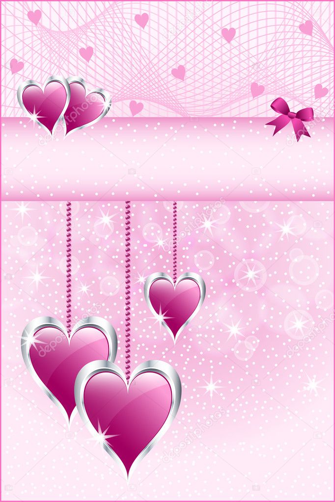 Pink love hearts and bow