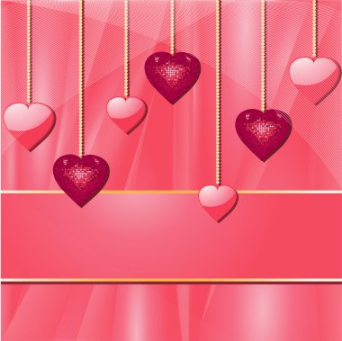 Pink valentine hearts and banner clipart