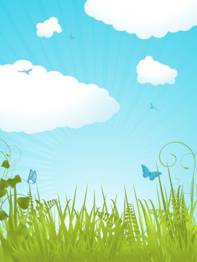 Spring background and fluffly clouds portrait clipart