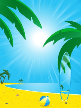 Summer beach and surf board clipart