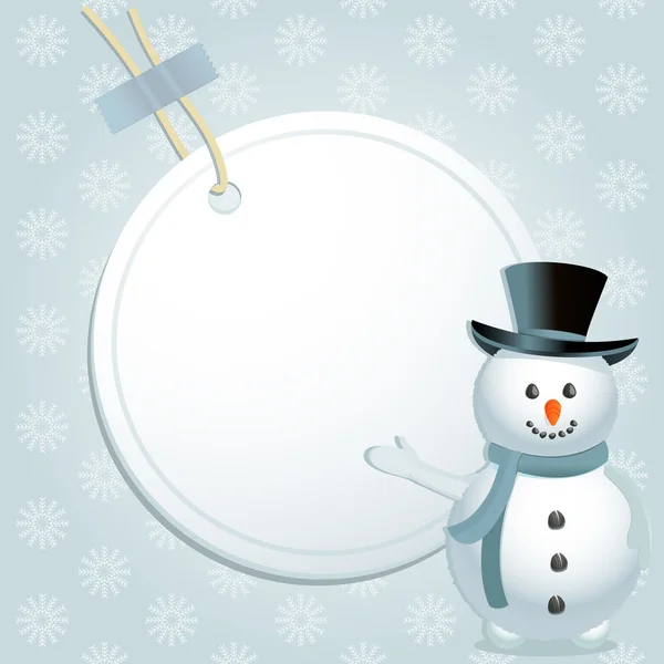 Рождественский снеговик и лейбл — стоковый вектор