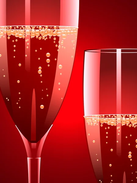 Шампанское на красном — стоковый вектор