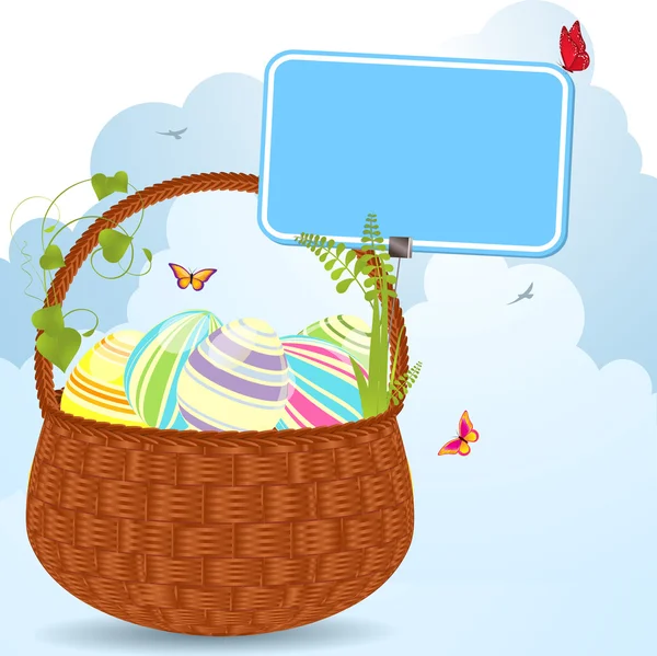 Easter basket and label — Stock Vector