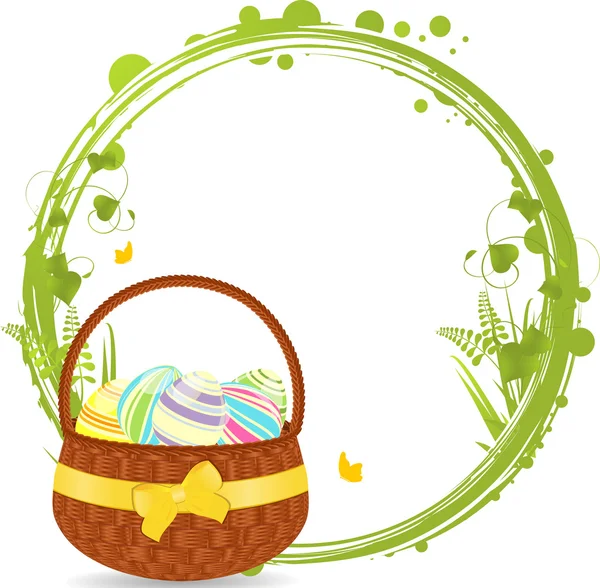 Easter basket and border — Stock Vector