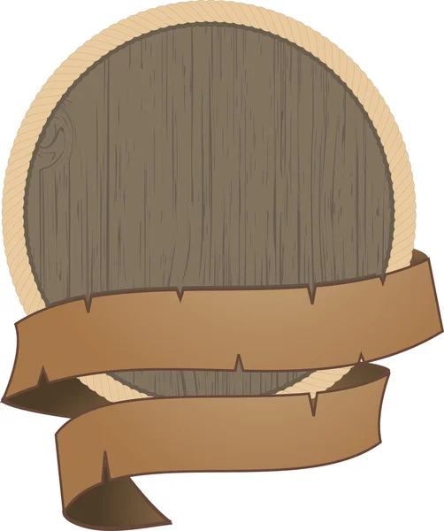 Dřevěný štít s lanem — Stockový vektor