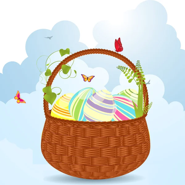 Velikonoční koš s vejci — Stockový vektor