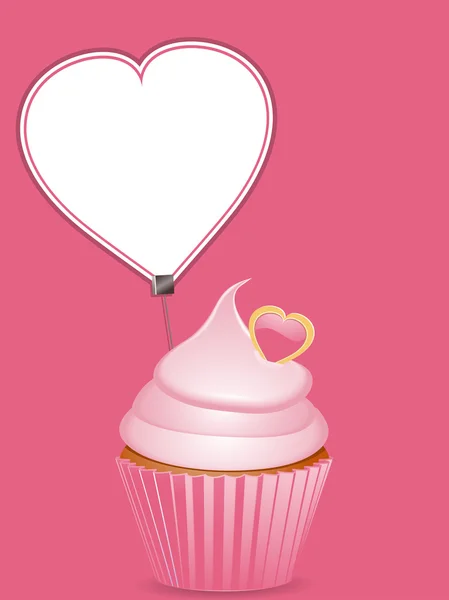 Cupcake and heart shaped label — Stock Vector
