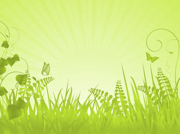 Verde tranquilo fundo de primavera —  Vetores de Stock