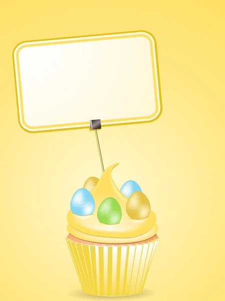 Easter cupcake and label — Stock Vector