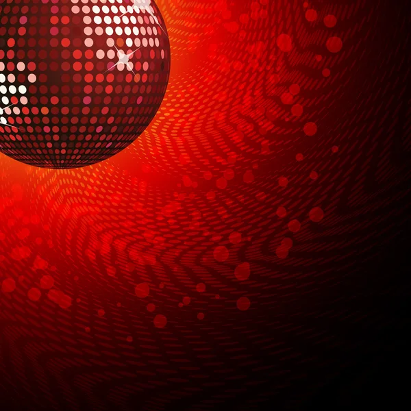 Boule disco rouge et haltone — Image vectorielle