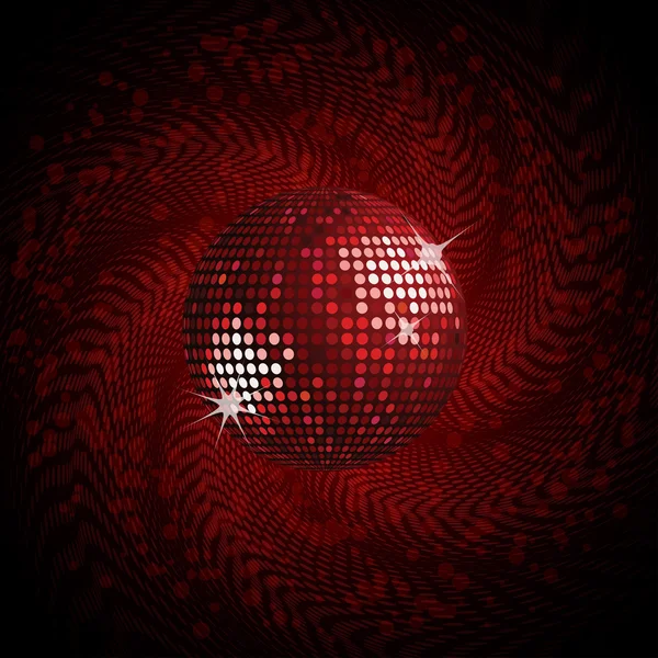 लाल डिस्को बॉल और हाफटोन — स्टॉक वेक्टर
