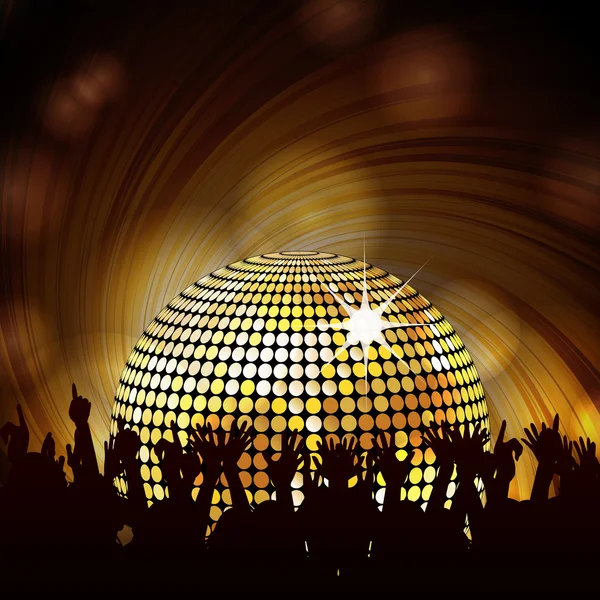 Sprankelende disco bal en menigte — Stockvector