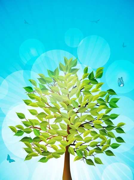 Summer tree and glowing sky — Stock Vector