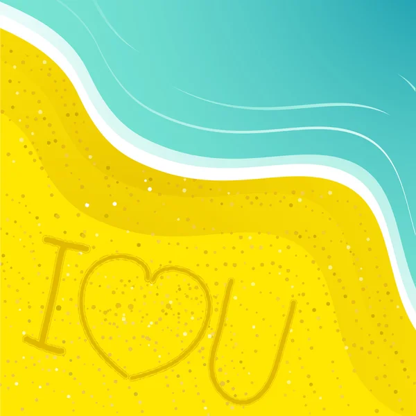 Love message in the sand — Stock Vector