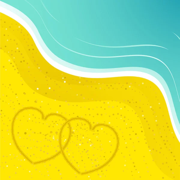 Love hearts in the sand — Stock Vector