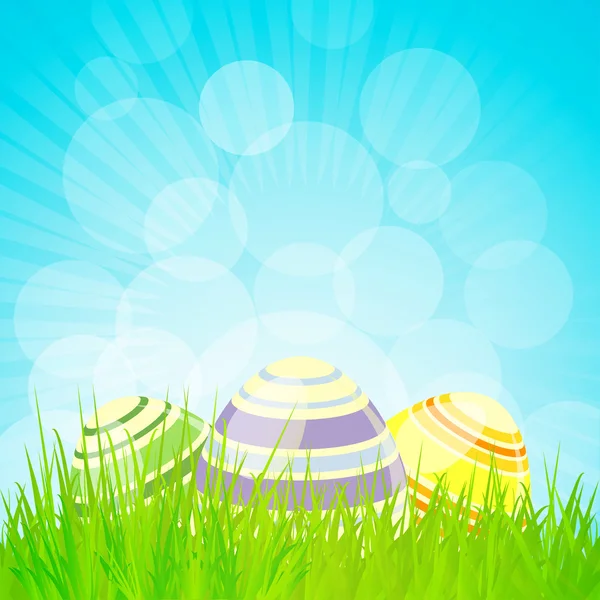 复活节彩蛋和蓝色背景背景 — 图库矢量图片
