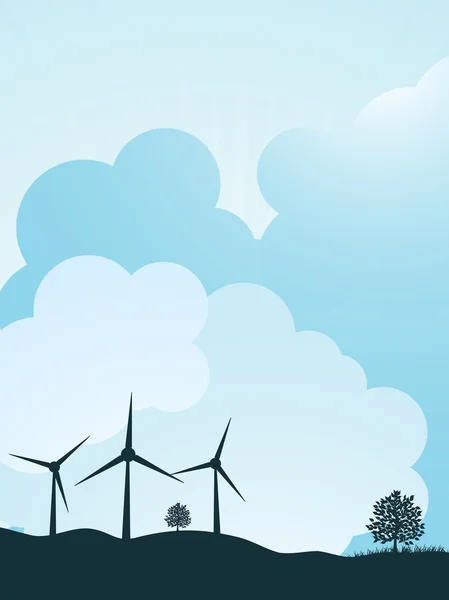 Paysage des éoliennes — Image vectorielle