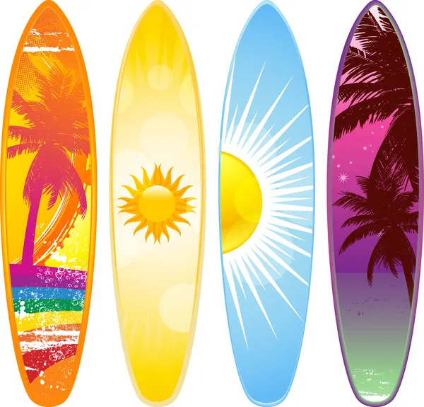 Tabla de surf tropical — Vector de stock