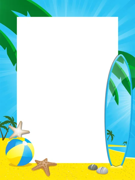 Frontière estivale et planche de surf — Image vectorielle