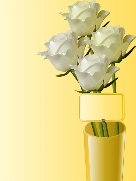 Розы в вазе с закладкой сообщения — стоковый вектор