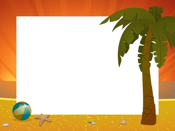 Borda de pôr do sol de verão com palmeira —  Vetores de Stock