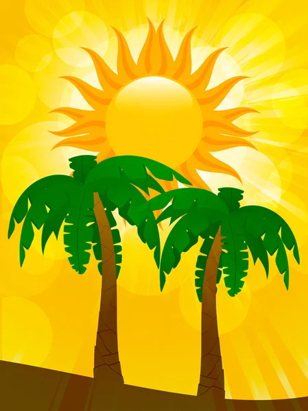 Palm trees and summer sun — Stock Vector