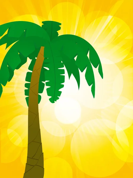 Palmiye ağacı ve parlak arka plan — Stok Vektör