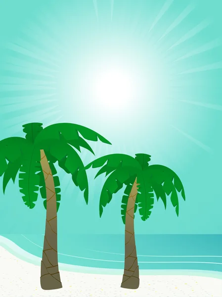 Zomer zon en palm bomen — Stockvector