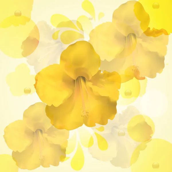 Fondo amarillo de flor de hibisco — Vector de stock