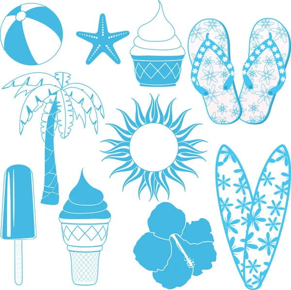 Summer objects — Stock Vector