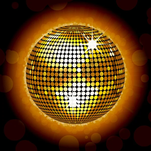 Glowing gold disco ball — Stock Vector