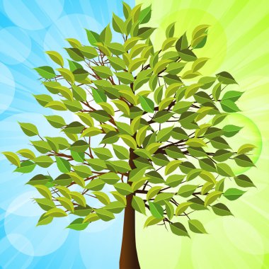 Summer tree blue and green clipart