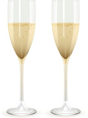 Champagne flutes on a white background clipart