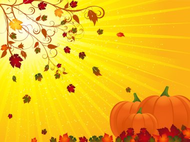 Autumn floruish and pumpkins landscape clipart