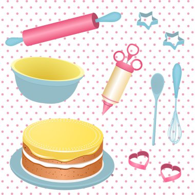 Retro baking equipment clipart