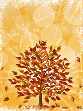 Grunge glowing autumn tree clipart