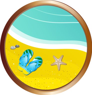 Flipflops on the sand border clipart