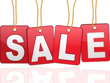 Sale cards hanging by rope clipart