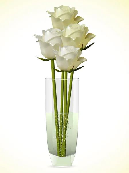 Rosas blancas y marfil en un jarrón — Archivo Imágenes Vectoriales