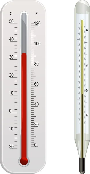Клинический и метеорологический термометр — стоковый вектор