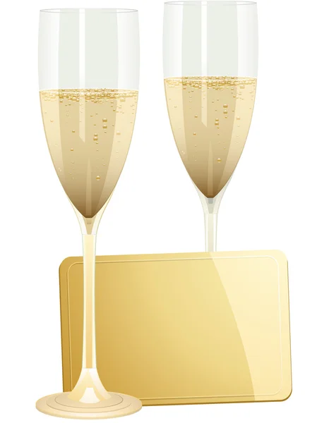 Champagne et étiquette cadeau — Image vectorielle