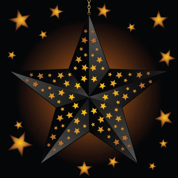 Black star lantern — Stock Vector