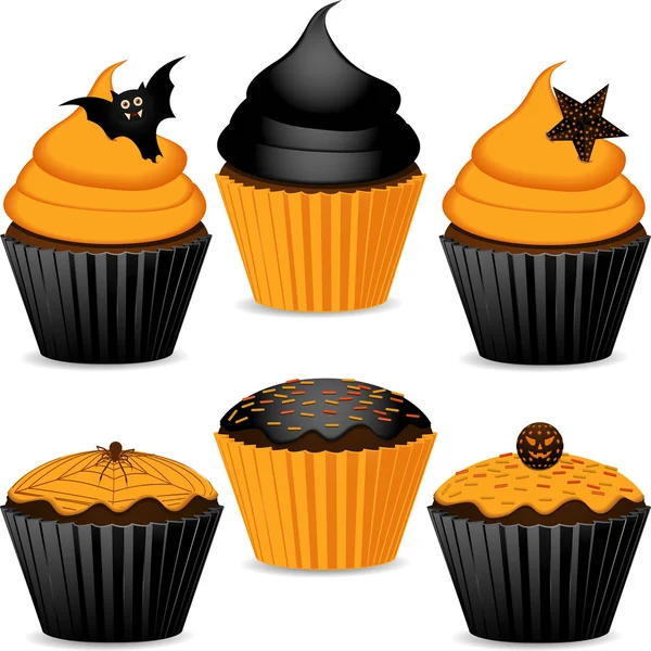 Conjunto de cupcakes halloween — Vetor de Stock