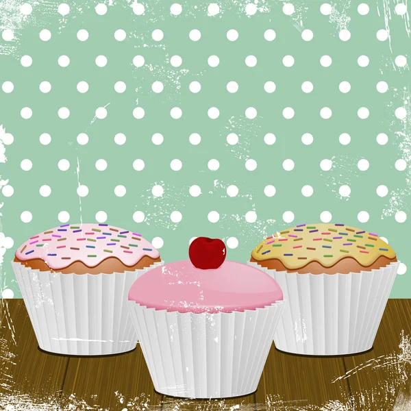 Cupcakes gelados retro —  Vetores de Stock