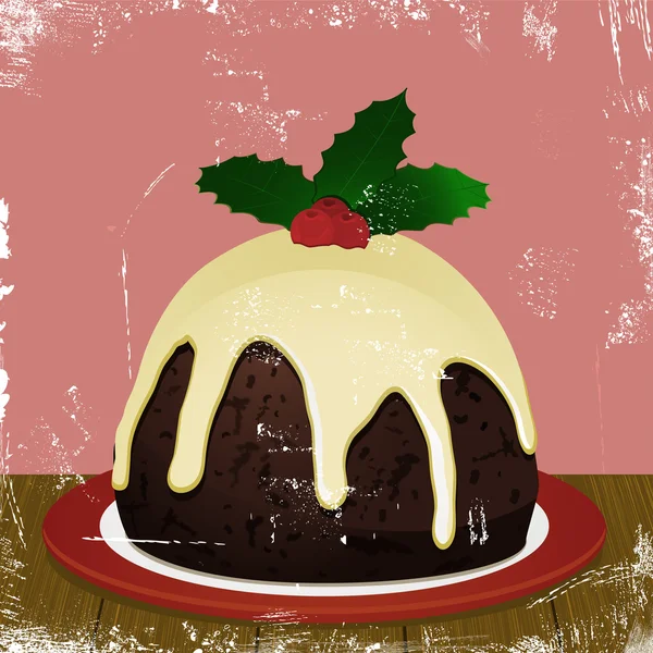 Retro Christmas pudding — Wektor stockowy