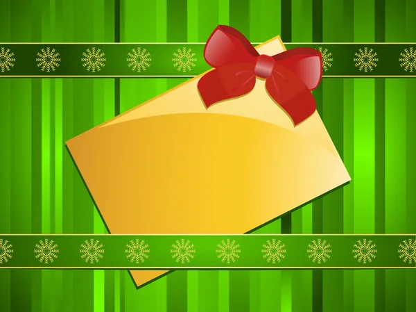 Gold Christmas message tag on a green background — Stock Vector